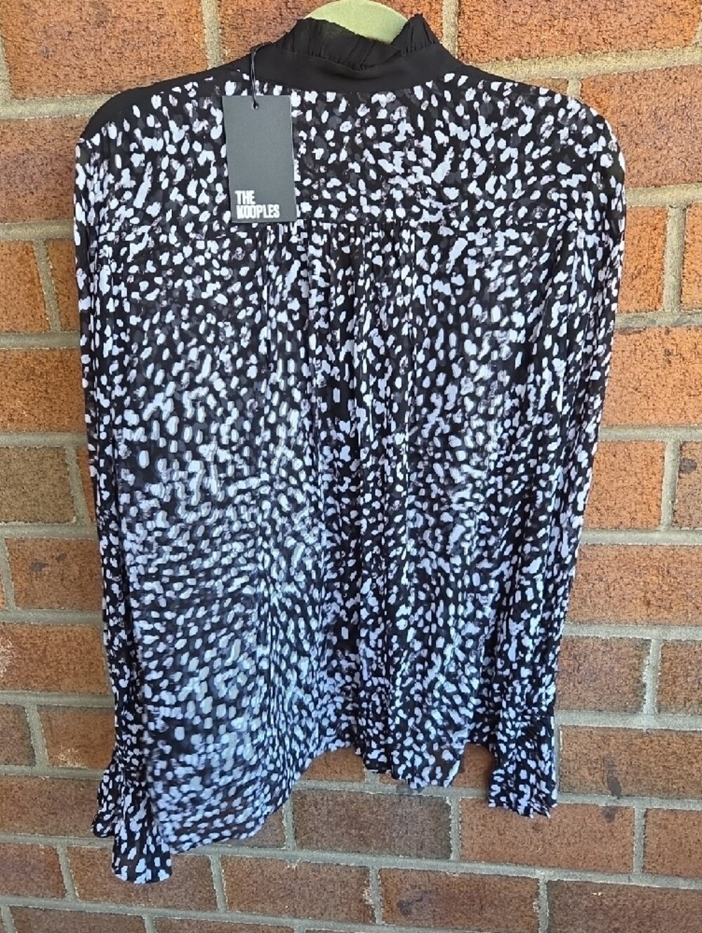 The Kooples Black and White Printed Long Sleeve Blouse - Picture 5 of 9